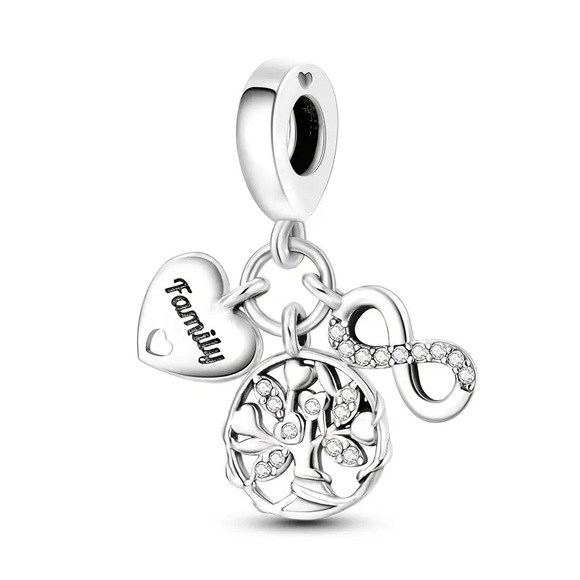 S925 Tree of Life Family Forever Love Dangle Charm - Pandora Style - Picture 1 of 1